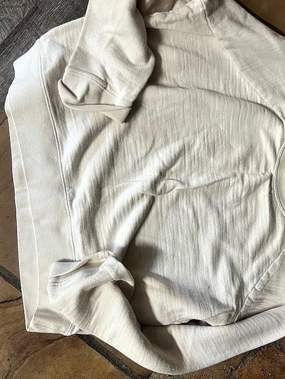 J.Crew Vintage Fleece Crewneck Sweatshirt Short Sleeve Top in Cream Size Large
